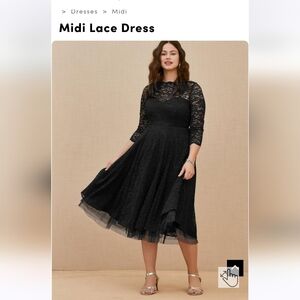 Torrid, Black Midi Lace Dress, size 14